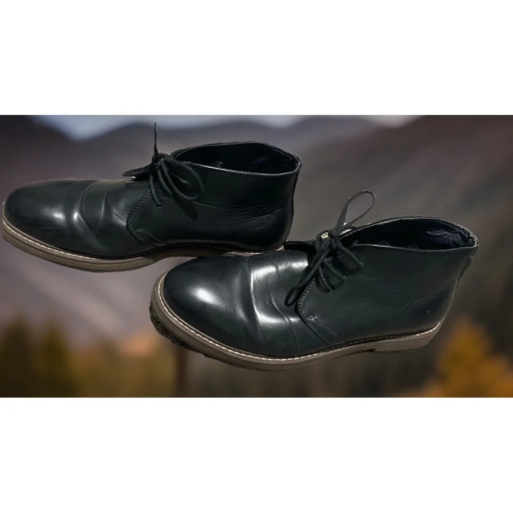 Hawke & Co Men's Chukka Boots Size 10.5 Black Faux‎ Leather Lace Up Casual